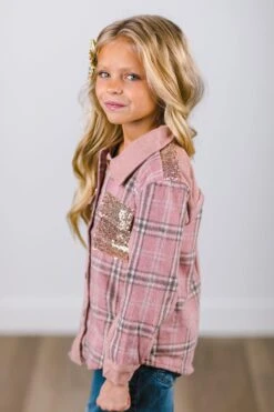 Pink & Gray Plaid Shacket 17 Pink & Gray Plaid Shacket -Children's boutique clothing BU2A1268 2