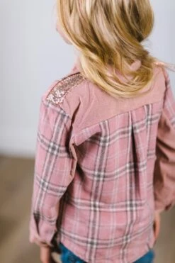 Pink & Gray Plaid Shacket 14 Pink & Gray Plaid Shacket -Children's boutique clothing BU2A1329 2