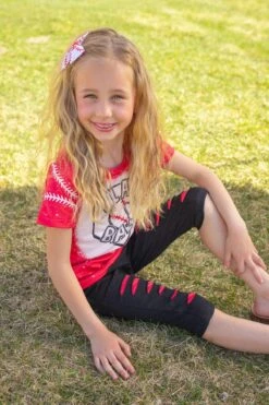 "Play Ball" Distressed Capri Set -Children's boutique clothing BU2A3638