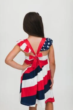 American Flag Halter Tie Dress -Children's boutique clothing BU2A4323 Edit