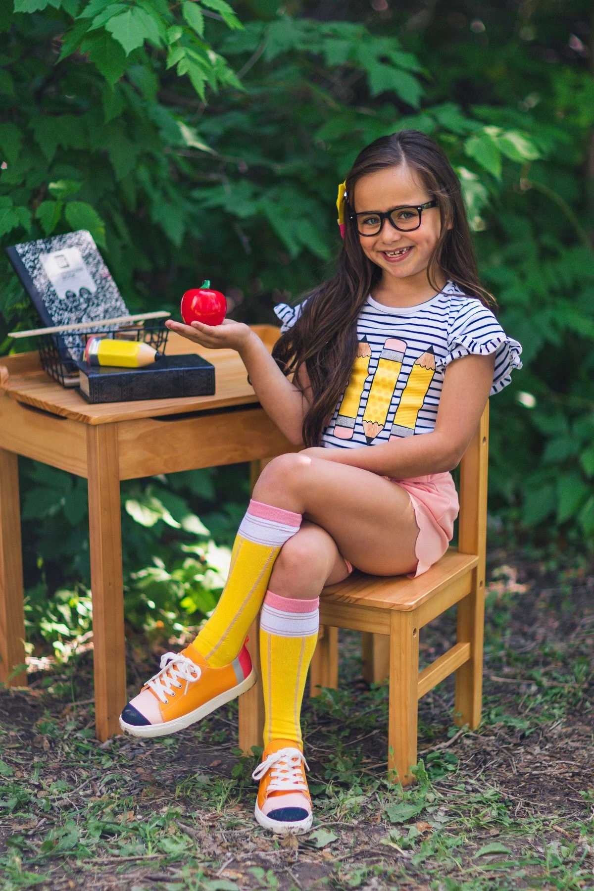 Pink Striped Glitter Pencil Short Set 4 Pink Striped Glitter Pencil Short Set - Image 2