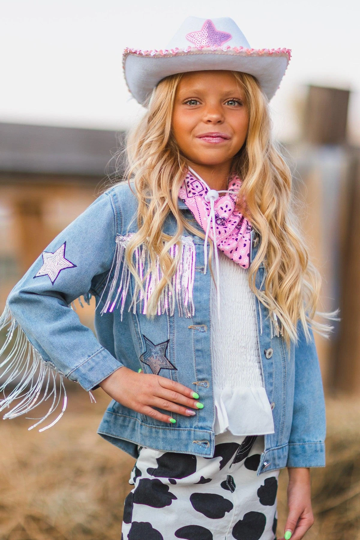 Cowgirl "Lets Go Girls" Silver Fringe Denim Jacket 7 Cowgirl "Lets Go Girls" Silver Fringe Denim Jacket - Image 5