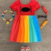 Red Rainbow Crayon Dress -Children's boutique clothing Crayon Dress