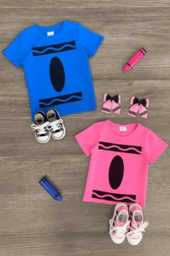 Blue & Pink Crayon Top - Boy & Girl!