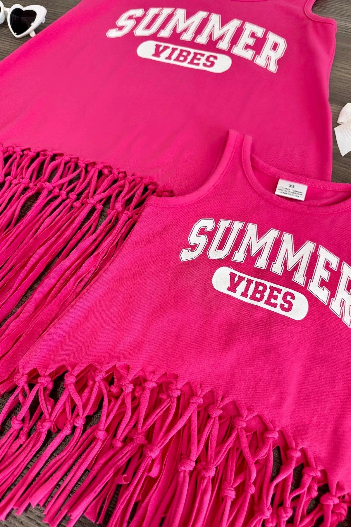 Mom & Me - "Summer Vibes" Hot Pink Tank Top 4 Mom & Me - "Summer Vibes" Hot Pink Tank Top - Image 2