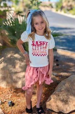 "Sassy Little Soul" Pink Hi-Low Skort Set -Children's boutique clothing FullSizeRender 9f894ebb 152a 4343 b522 78aaacde7a6c