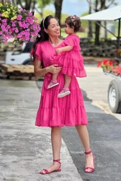 Mom & Me - Hot Pink Swiss Dot Dress -Children's boutique clothing FullSizeRender ec37e660 7ccf 4940 ba14 d833208592b4