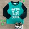 "Lucky Dude" Green & Black Top 1 "Lucky Dude" Green & Black Top -Children's boutique clothing IMG 0026 Edit