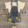 Mustard Stripe Sunflower Denim Overall Set -Children's boutique clothing IMG 0179 Edit