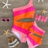 Mom & Me - Pink & Orange Striped Swimsuit -Children's boutique clothing IMG 0269 Edit