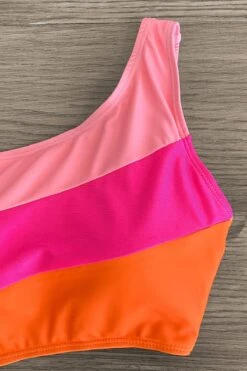 Mom & Me - Pink & Orange Striped Swimsuit -Children's boutique clothing IMG 0275 Edit