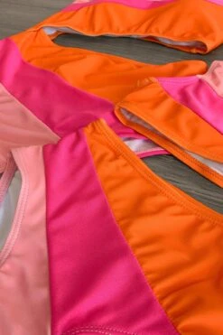 Mom & Me - Pink & Orange Striped Swimsuit -Children's boutique clothing IMG 0277 Edit