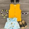 Mustard Bumblebee Daisy Short Set -Children's boutique clothing IMG 0318 Edit