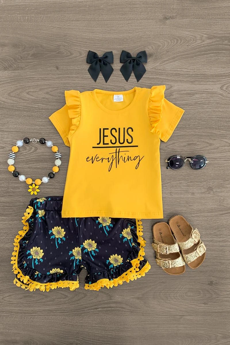 "Jesus Over Everything" Floral Short Set 3 "Jesus Over Everything" Floral Short Set