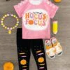 "Hocus Focus" Pink Pumpkin Legging Set