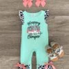 "Happy Camper" Mint Cheetah Romper -Children's boutique clothing IMG 0770 Edit