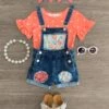 Peach Polka Dot Heart Denim Overall Set -Children's boutique clothing IMG 0849 Edit