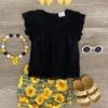 Sunflower Cheetah Bubble Short Set -Children's boutique clothing IMG 0910 Edit 2