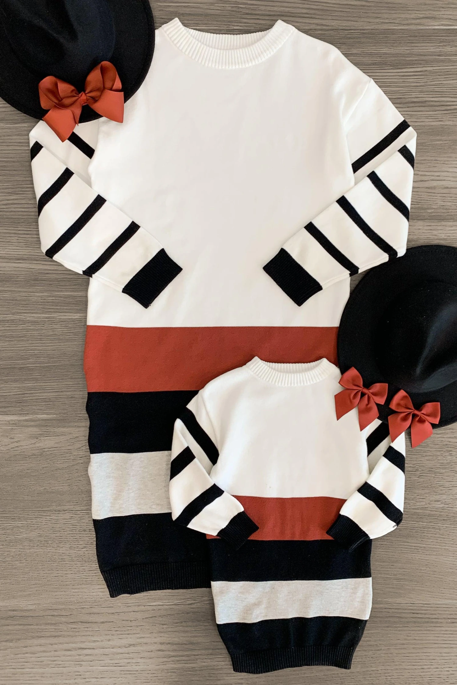 Mom & Me - Cream Striped Sweater Dress 3 Mom & Me - Cream Striped Sweater Dress