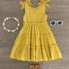 Mustard Tie Shoulder Dress -Children's boutique clothing IMG 1333 Edit