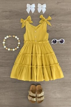 Mustard Tie Shoulder Dress