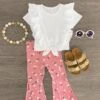 White & Pink Floral Flare Set -Children's boutique clothing IMG 1429 Edit