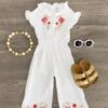 White Floral Jumpsuit -Children's boutique clothing IMG 1613 Edit