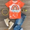 "Thankful" Orange Paint Splatter Top