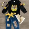"Lucky" Horseshoe Sequin Denim Pant Set -Children's boutique clothing IMG 1747 Edit