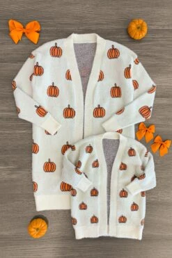 Mom & Me - Cozy Cream Pumpkin Cardigan 7 Mom & Me - Cozy Cream Pumpkin Cardigan -Children's boutique clothing IMG 1777 Edit