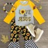 "Love Like Jesus" Sunflower Stripe Bell Bottom Set 1 "Love Like Jesus" Sunflower Stripe Bell Bottom Set -Children's boutique clothing IMG 1901 Edit
