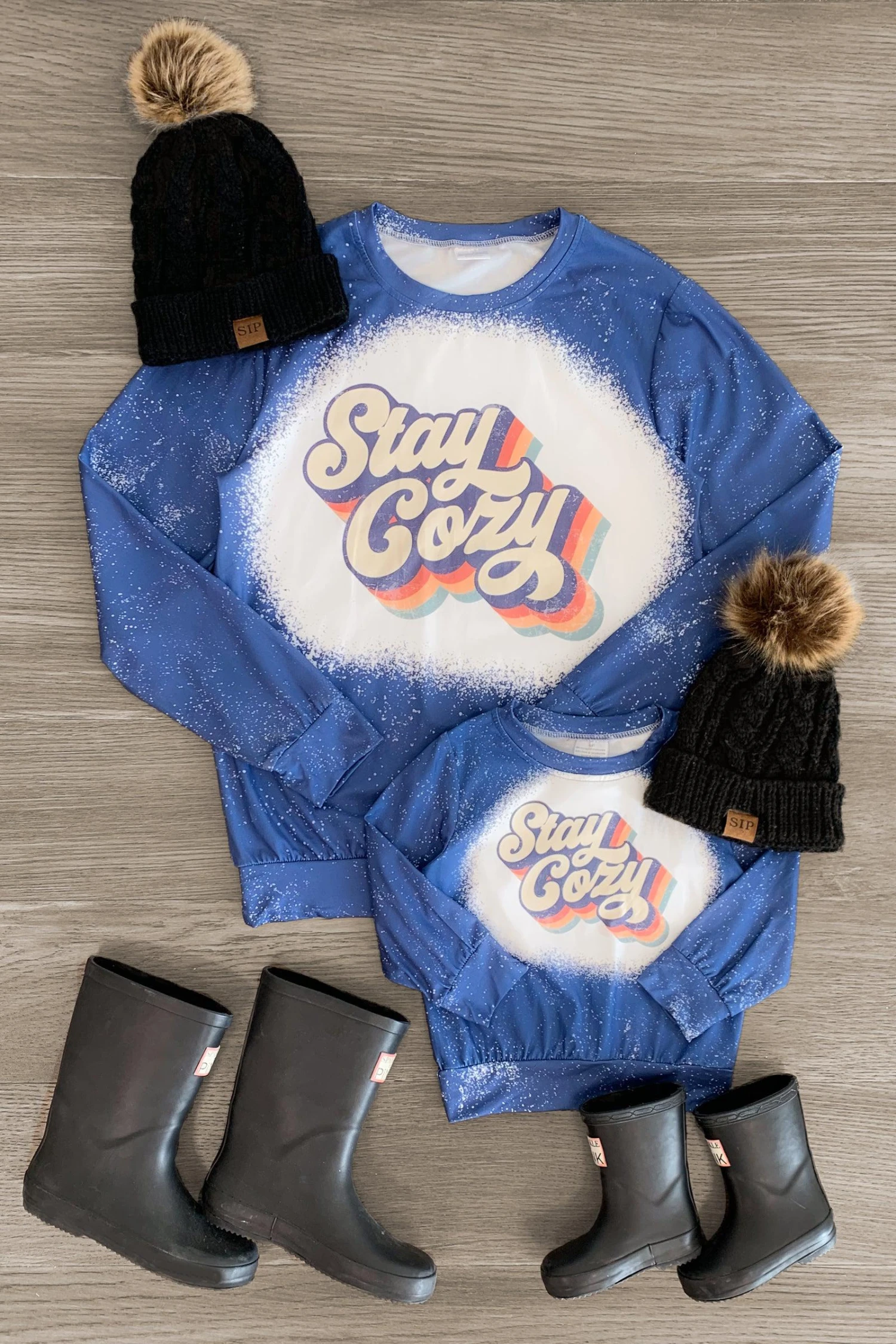 Mom & Me - "Stay Cozy" Blue Top 3 Mom & Me - "Stay Cozy" Blue Top