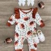 Brown & White Football Long Sleeve Romper -Children's boutique clothing IMG 2312 Edit 2