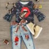 Vintage Lips Football Sequin Distressed Denim Set -Children's boutique clothing IMG 2453 Edit