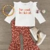 "Be Cool. Be Kind." Floral Bell Bottom Set -Children's boutique clothing IMG 2567 Edit