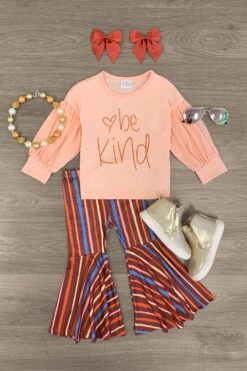 "Be Kind" Striped Bell Bottom Set