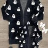 Mom & Me - Cozy Black Ghost Cardigan