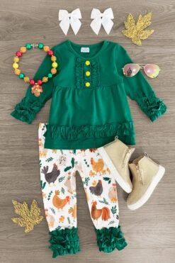 Green Chicken Ruffle Legging Set