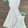 Mom & Me - Mint & White Striped Dress 1 Mom & Me - Mint & White Striped Dress -Children's boutique clothing IMG 2847 Edit