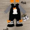 Black & White Ghost Romper -Children's boutique clothing IMG 3166 Edit