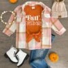"Fall Vibes" Orange & Pink Flannel Shirt Set