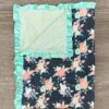 Mint Floral Minky Blanket -Children's boutique clothing IMG 3208 Edit