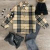 Tan & Black Button Down Flannel -Children's boutique clothing IMG 3223 Edit