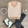 Tan Houndstooth Sweater Vest -Children's boutique clothing IMG 3319 Edit