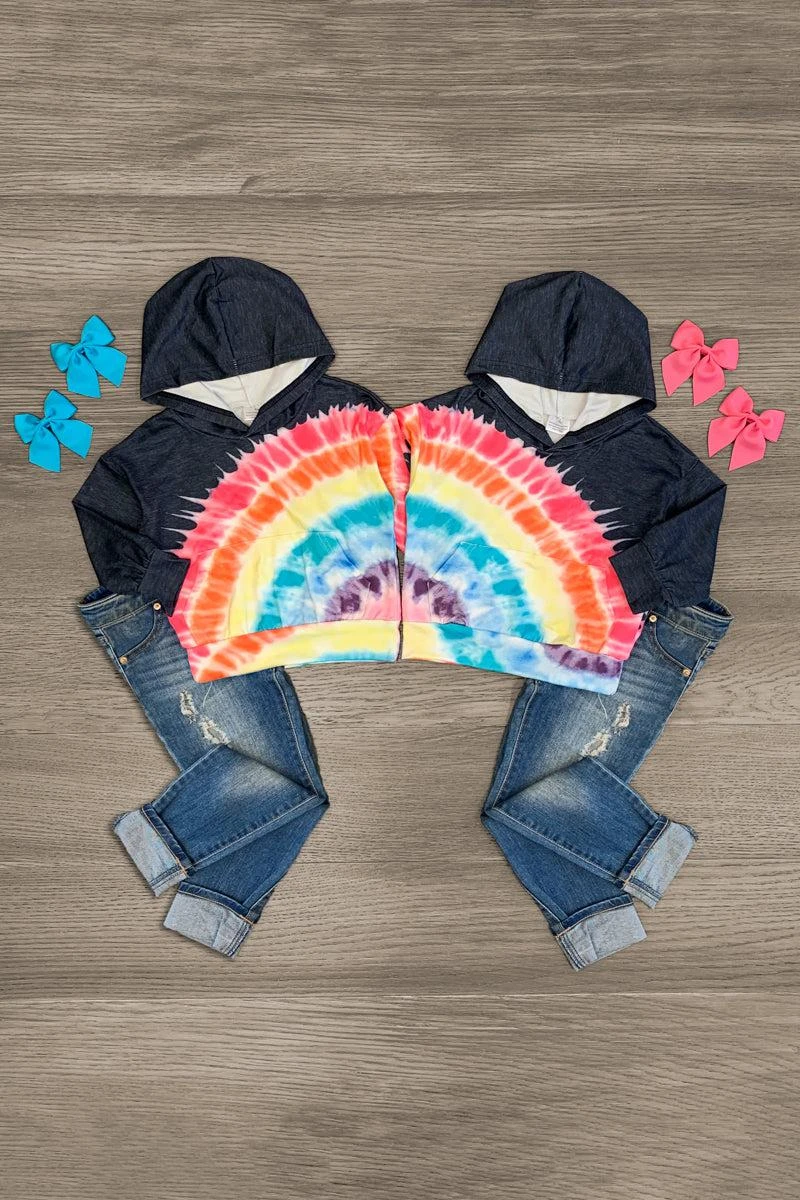 BFF Black & Rainbow Tie Dye Hoodie 3 BFF Black & Rainbow Tie Dye Hoodie