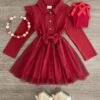 Burgundy Tulle Collar Dress 1 Burgundy Tulle Collar Dress -Children's boutique clothing IMG 3416 Edit