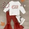 "Fall In Love" Fringe Denim Bell Bottom Set -Children's boutique clothing IMG 3466 Edit