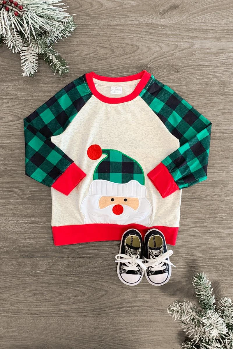 Green Plaid Santa Top 3 Green Plaid Santa Top