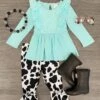 Blue Lace Ruffle & Cow Bell Bottom Set 2 Blue Lace Ruffle & Cow Bell Bottom Set -Children's boutique clothing IMG 3599 Edit