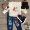 "Ho Ho Ho" Denim Pant Set & Baby Romper